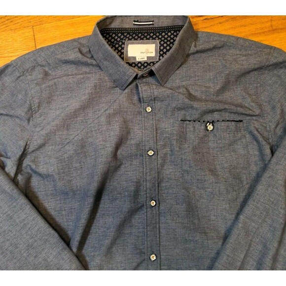 Men's Craft And Flow Button Down Flip Cuff Long Sleeve Shirt Blue Size XL EUC - Picture 2 of 10